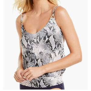 Calvin Klein Blouson Tankini Swim Top Pink Grey Black Snake XXL NWT